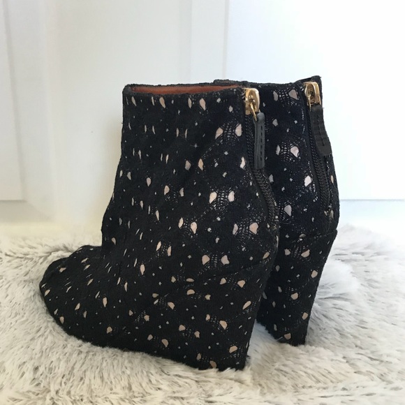 MISSONI LACE WEDGE PEEPTOE BOOTIES 6 - Picture 9 of 11